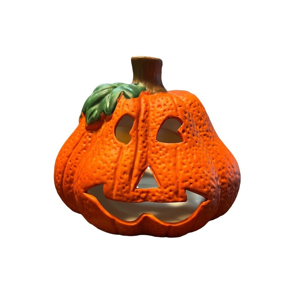 Vintage K-Mart Halloween Pumpkin Jack-O'-Lantern Votive Candle Holder